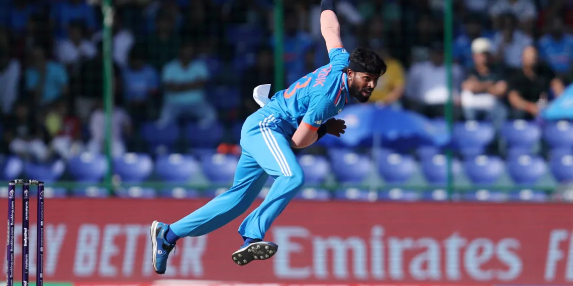 Cricket - ICC Cricket World Cup 2023 - India v Afghanistan - Arun Jaitley Stadium, New Delhi, India - October 11, 2023 India's Hardik Pandya in action REUTERS/Anushree Fadnavis/File Photo