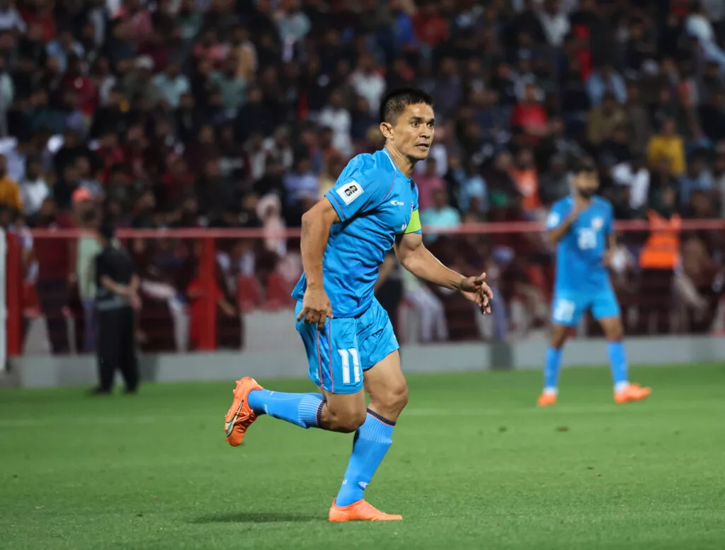 Indian Captain Sunil Chhetri Against Afghanistan Image Credits AIFF jpg How Can India Qualify for The 3rd Round of FIFA World Cup Qualifier After Their Recent Draw Against Afghanistan? Exploring all the possible scenarios