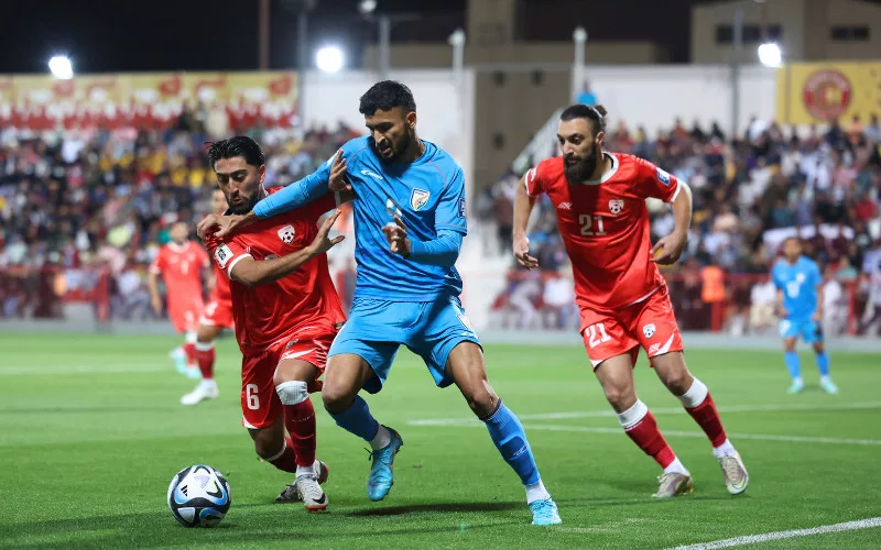 Indias Manvir Singh Against Afghanistan Image Credits AIFF jpg How Can India Qualify for The 3rd Round of FIFA World Cup Qualifier After Their Recent Draw Against Afghanistan? Exploring all the possible scenarios