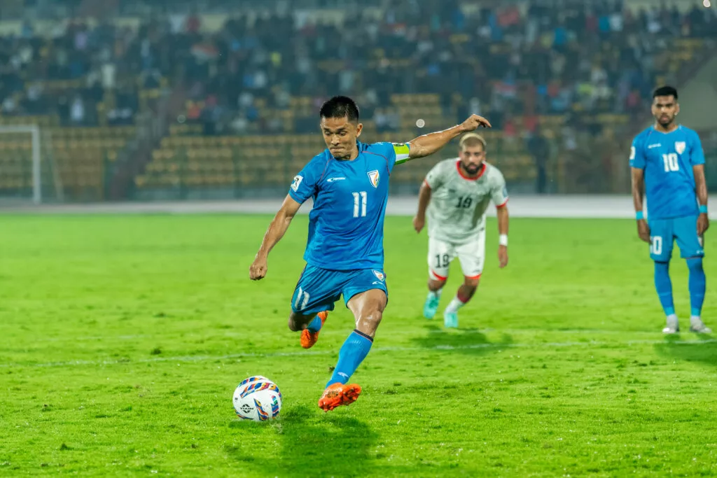 Indias Sunil Chhetri Against Afghanistan Image Credits AIFF jpg Analysis of India's 2-1 Loss to Afghanistan and What Changes Are Required for India to Improve?