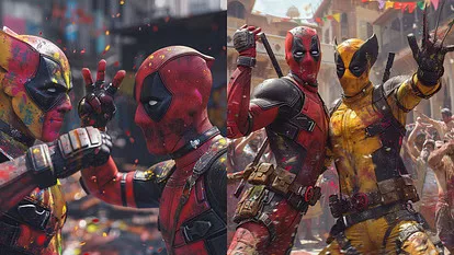 deadpool 1 jpg Deadpool and Wolverine Splash Colors in AI Holi Images Imagined by Fans