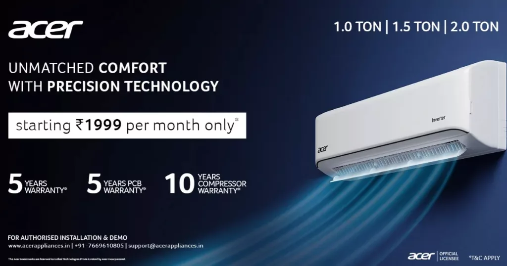 Acer launched its new Air Conditioners in India with 7-in-1 convertible technology
