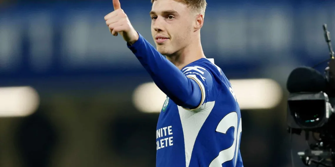 LONDON, ENGLAND - MARCH 11: Cole Palmer of Chelsea celebrates after the Premier League match between Chelsea FC and Newcastle United at Stamford Bridge on March 11, 2024 in London, England. (Photo by Nigel French/Sportsphoto/Allstar via Getty Images)