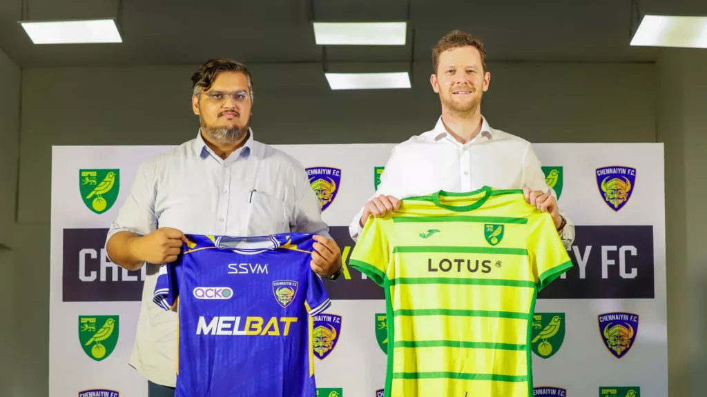 Ekansh Gupta and Sam Jeffery Image Credits Norwich City FC ISL: Chennaiyin FC and Norwich City FC Join Hands to Develop Football Development and Global Outreach