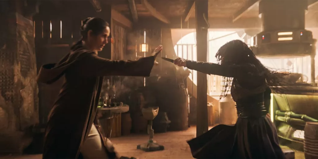 Carrie Anne Moss and Amandla Stenberg in The Acolyte Image Credits Disney A Jedi Assassin Lurks in ‘The Acolyte’ Trailer As It's Existence Is Threatened: New ‘Star Wars’ Series Unfolds a Century Before the Prequels