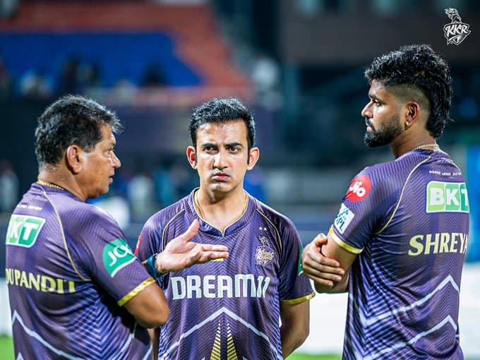 Chandrakant Pandit Gautam Gambhir and Shreyas Iyer. Image Credits KKR Twitter jpg IPL 2024: KKR vs SRH – Match Preview, Prediction, Team News and Fantasy XI 