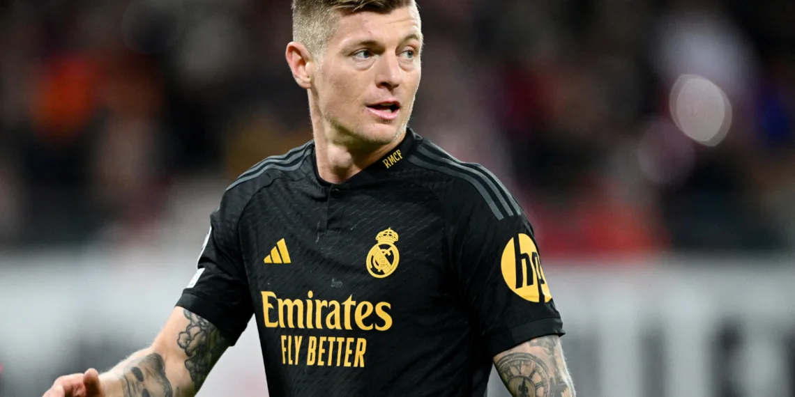 FILE PHOTO: Soccer Football - Champions League - Round of 16 - First Leg - RB Leipzig v Real Madrid - Red Bull Arena, Leipzig, Germany - February 13, 2024 Real Madrid's Toni Kroos REUTERS/Annegret Hilse