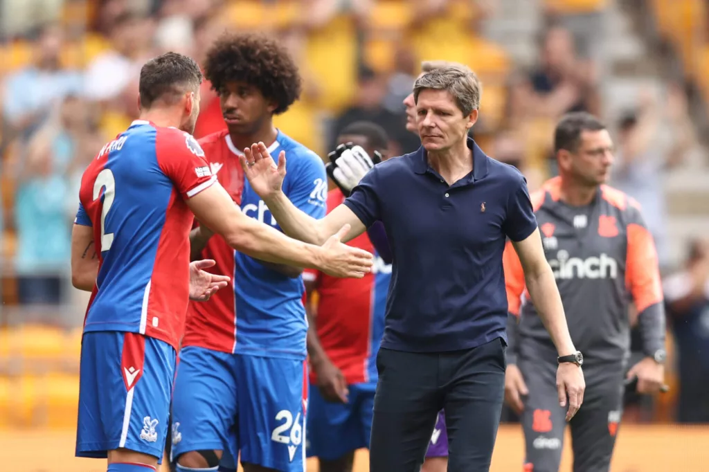 Oliver Glasner With His Players Image Credits Getty Images EXPLAINED: How Oliver Glasner Has Transformed Crystal Palace And Why The Owners Must Support His Ambition