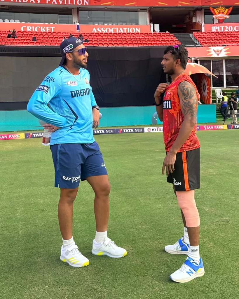 Shahrukh Khan and T Natarajan Image Credits SRH Twitter IPL 2024: SRH vs GT – Match Preview, Prediction, Team News and Fantasy XI 