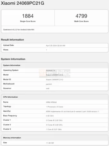 image 1 23 jpg POCO F6 Pro Global: Geekbench Reveals Snapdragon 8 Gen 2 SoC, 16GB RAM, and Android 14 OS