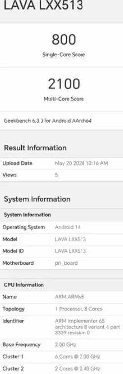 image 18 23 jpg Lava’s New Smartphone Spotted on Geekbench, While Hero2024 Remains Unnoticed on India’s BIS for Three Months