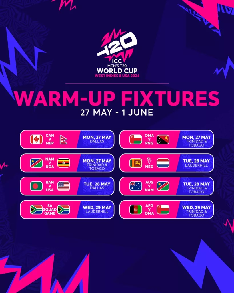 image 19 189 ICC Men's T20 World Cup 2024 Warm Up Matches: Schedule, Venues and Live Streaming Details