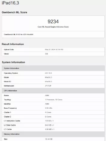 image 286 jpg First Geekbench 6 Leak Reveals Apple's M4 Chip with '4 + 6' Configuration, Featuring Lowered Clock Speeds Compared to M3