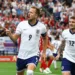 Soccer Football - Euro 2024 - Group C - Denmark v England - Frankfurt Arena, Frankfurt, Germany - June 20, 2024 England's Harry Kane celebrates scoring their first goal with Kieran Trippier REUTERS/Lee Smith