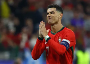 Soccer Football - Euro 2024 - Round of 16 - Portugal v Slovenia - Frankfurt Arena, Frankfurt, Germany - July 1, 2024  Portugal's Cristiano Ronaldo celebrates after he scores a penalty during the shoot-out REUTERS/Kai Pfaffenbach