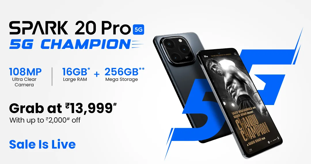 TECNO SPARK 20 Pro 5G - The Ultimate 5G ka Champion is now on Sale in Amazon!