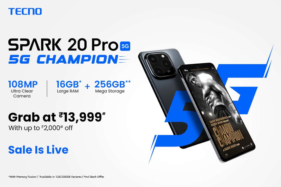 TECNO SPARK 20 Pro 5G – The Ultimate 5G ka Champion is now on Sale in Amazon!