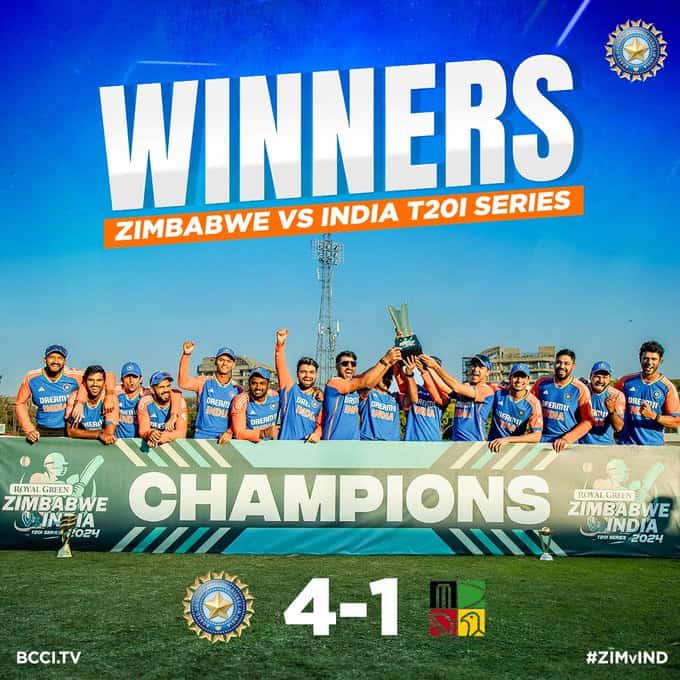 image 1 251 India vs Zimbabwe 5th T20I : India Dominates Zimbabwe in T20I Series - India Clinch Series 4-1 with 42 Run Victory in 5th T20I