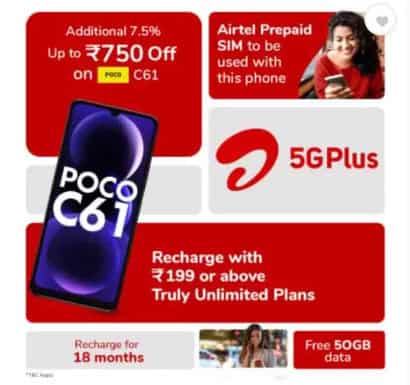 image 1 294 POCO C61 Airtel Exclusive Variant Launched in India