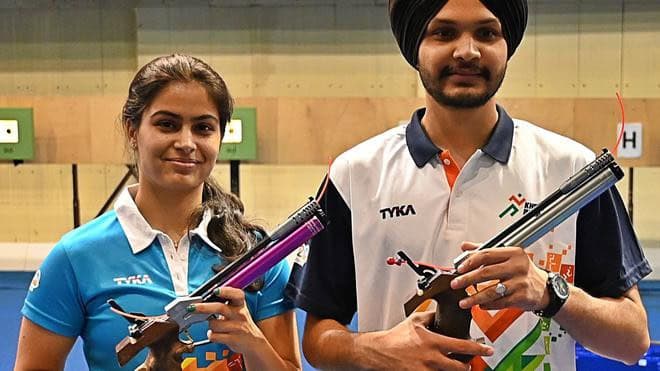 image 15 13 Manu Bhaker and Sarabjot Singh Win Bronze in 10m Air Pistol Mixed Team at Paris Olympics