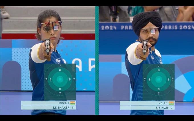 image 15 15 Manu Bhaker and Sarabjot Singh Win Bronze in 10m Air Pistol Mixed Team at Paris Olympics