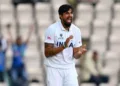 SOUTHAMPTON, ENGLAND - JUNE 20: Ishant Sharma of India celebrates taking the wicket of Devon Conway of New Zealand during Day 3 of the ICC World Test Championship Final between India and New Zealand at The Hampshire Bowl on June 20, 2021 in Southampton, England. (Photo by Alex Davidson/Getty Images)