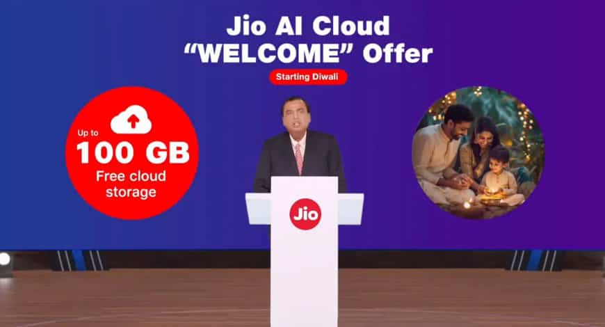 Mukesh Ambani Announces Jio AI-Cloud Welcome Offer: 100 GB Free Storage and Affordable Expansion Options
