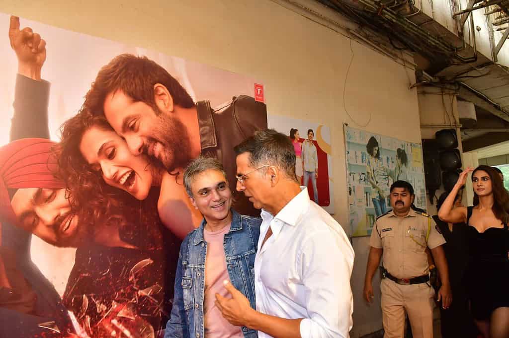 Akshay Kumar in conversation with director Mudassar Aziz during KhelKhel Mein Trailer launch Khel Khel Mein Trailer: Akshay Kumar and Taapsee Pannu Uncover Secrets in a High-Stakes Game