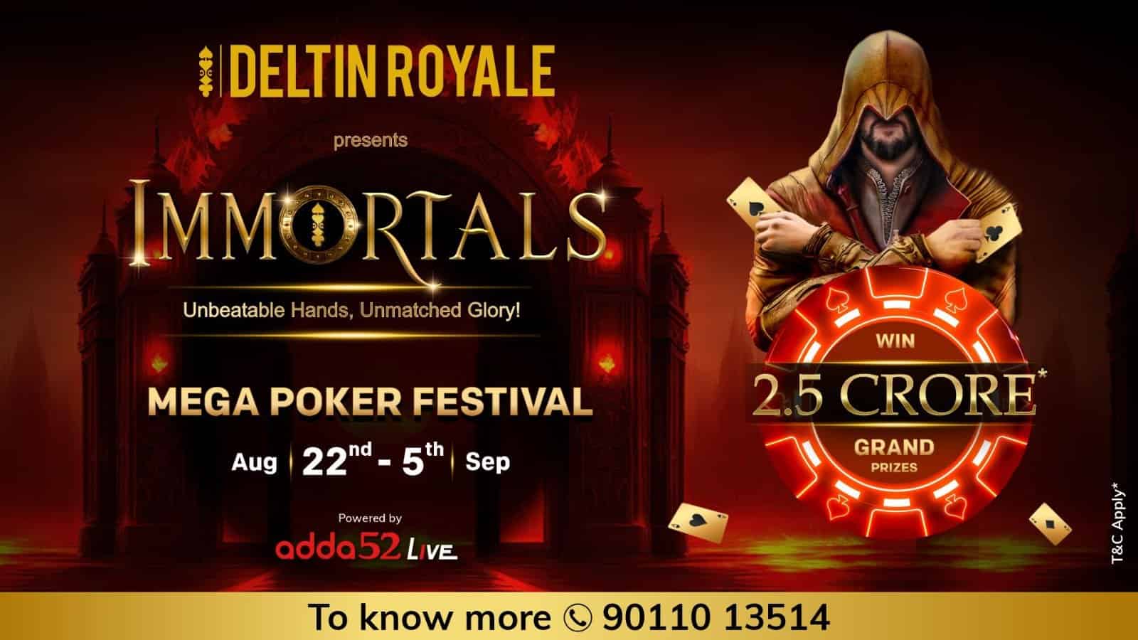 Deltin Royale to host IMMORTALS, India’s Premier Mega Poker Festival