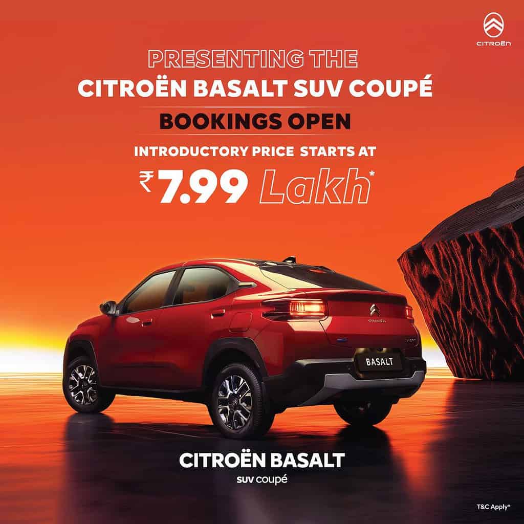 Citroën Basalt SUV Coupé India Pricing Announced: Starts at ₹7.99 lakh