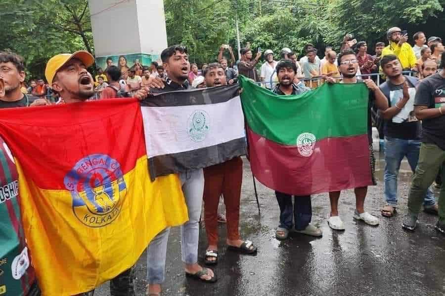 Kolkata derby protest