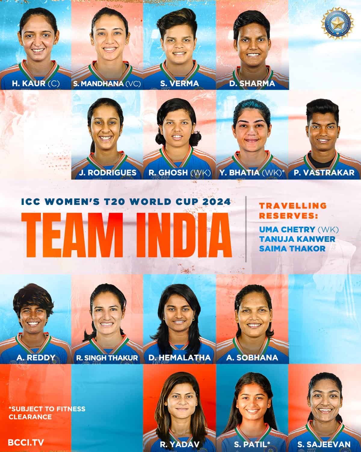 Women’s T20 World Cup 2024: Team India squad officially announced