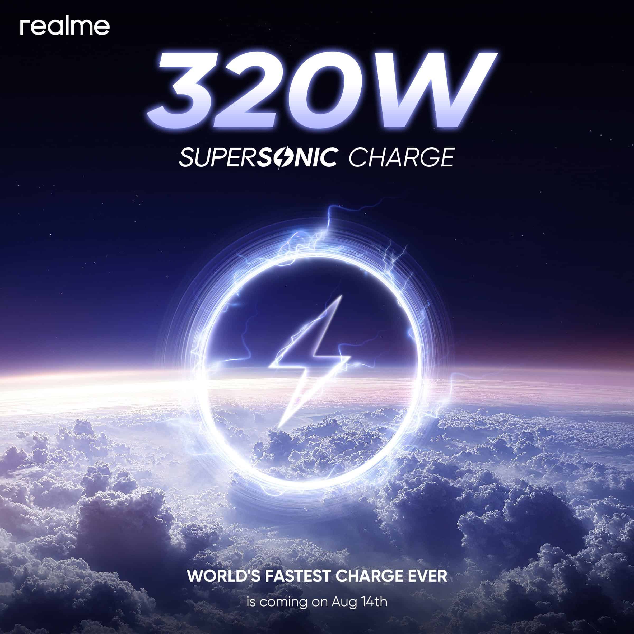 Realme to launch 320W SuperSonic fast charger on August 14