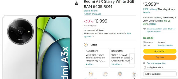 Redmi A3x Launched in India: Price, Specs, and Features