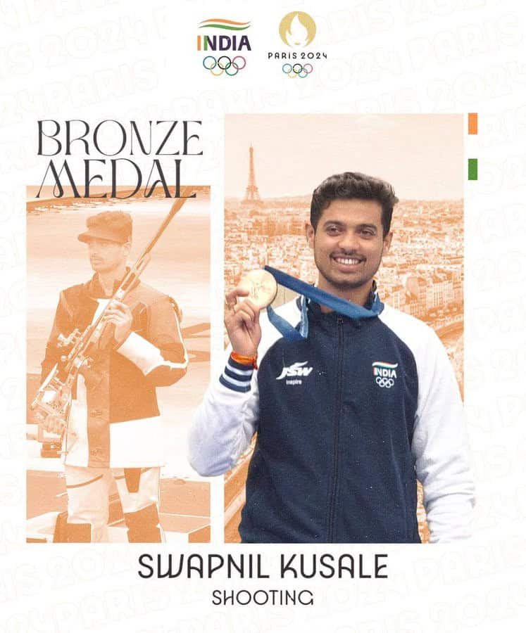 image 51 Swapnil Kusale - Paris Olympics 2024: Wins Bronze in 50m Rifle 3 Position, Secures India’s 3rd Medal