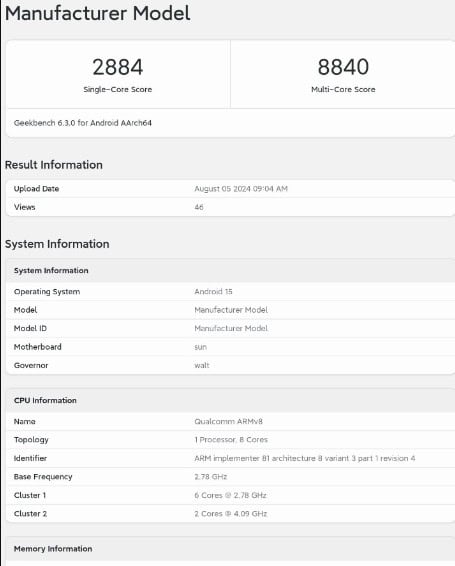 image 6 156 Qualcomm Snapdragon 8 Gen 4 Testing Unit Spotted on Geekbench