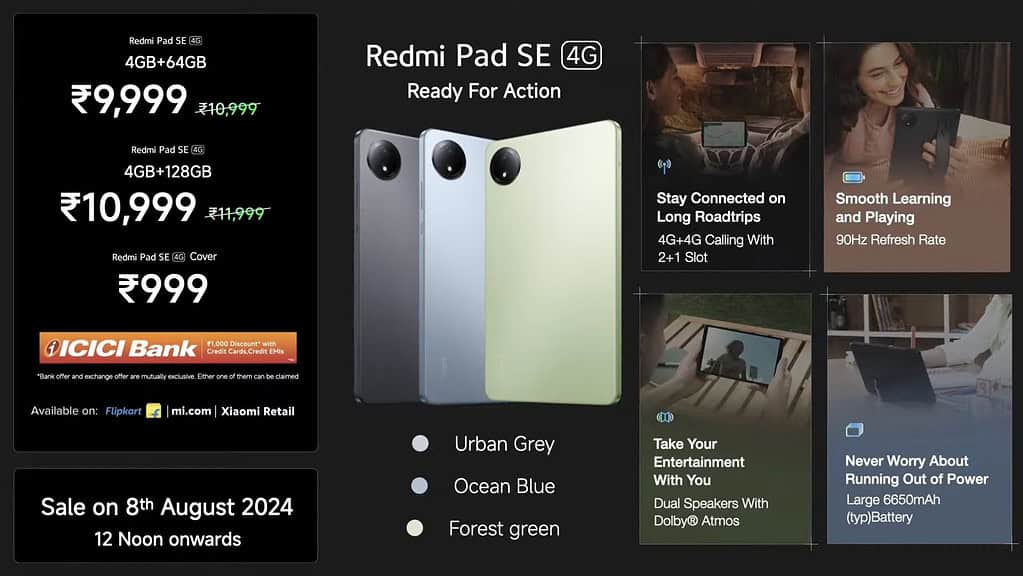 Get Ready for the Xiaomi Redmi Pad SE 4G: First Sale Starts Tomorrow