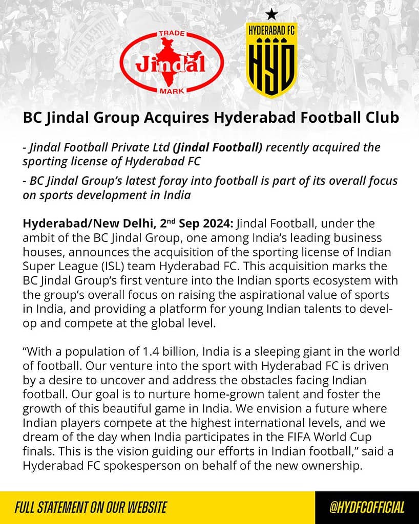 GWc9GGjaEAA8 bd BC Jindal Group Ventures into Football with Hyderabad FC Acquisition