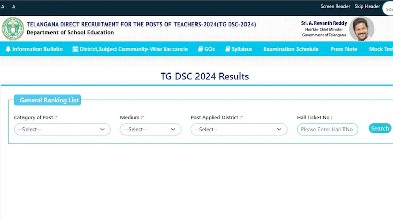 Telangana TS DSC Results 2024 Telangana TS DSC Results 2024 Announced: Check Your Rank List Now at tgdsc.aptonline.in - Direct Link Here