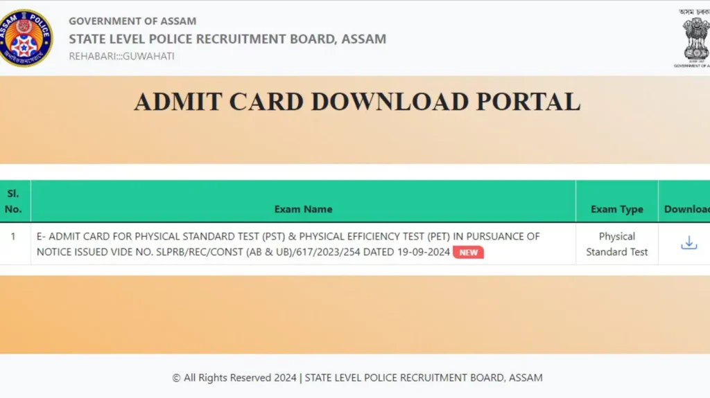 Assam Police Admit Card 2024