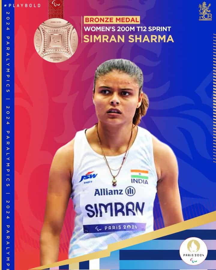 image 16 33 Simran Sharma Wins Bronze in Women's 200m T12 at Paris Paralympics 2024