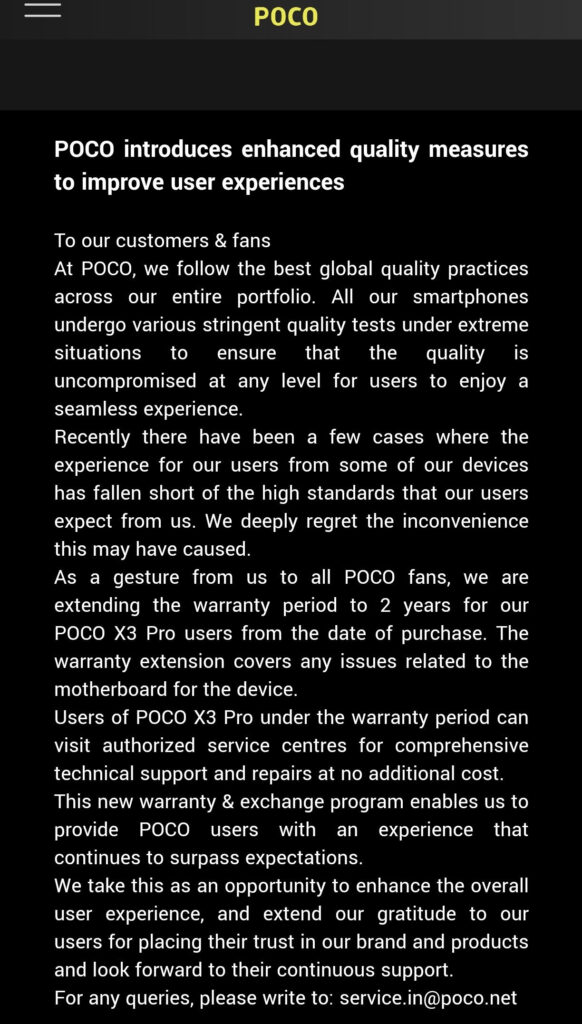 POCO Shows Its Commitment to Quality with Extended Warranty for Motherboard Issues