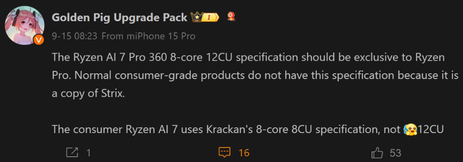 image 17 180 AMD Krackan Point 8-Core APUs Reserved for Ryzen AI 7, Strix Pro Models Feature 12 GPU Cores