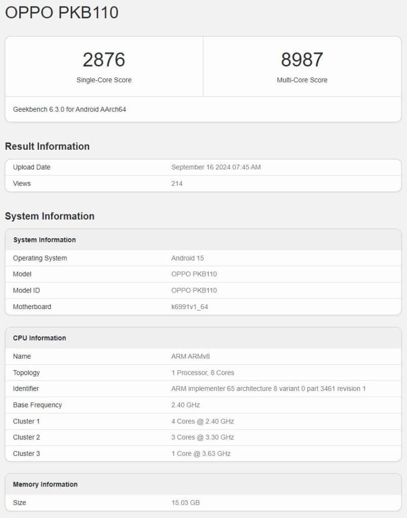 Oppo Find X8 Spotted on Geekbench with MediaTek Dimensity 9400 Chipset