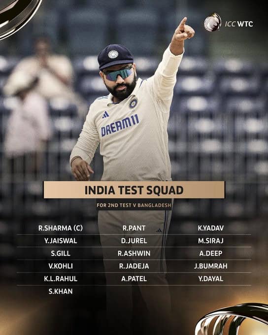 image 21 168 IND vs BAN: India Retain Unchanged Squad for 2nd Test Against Bangladesh in Kanpur