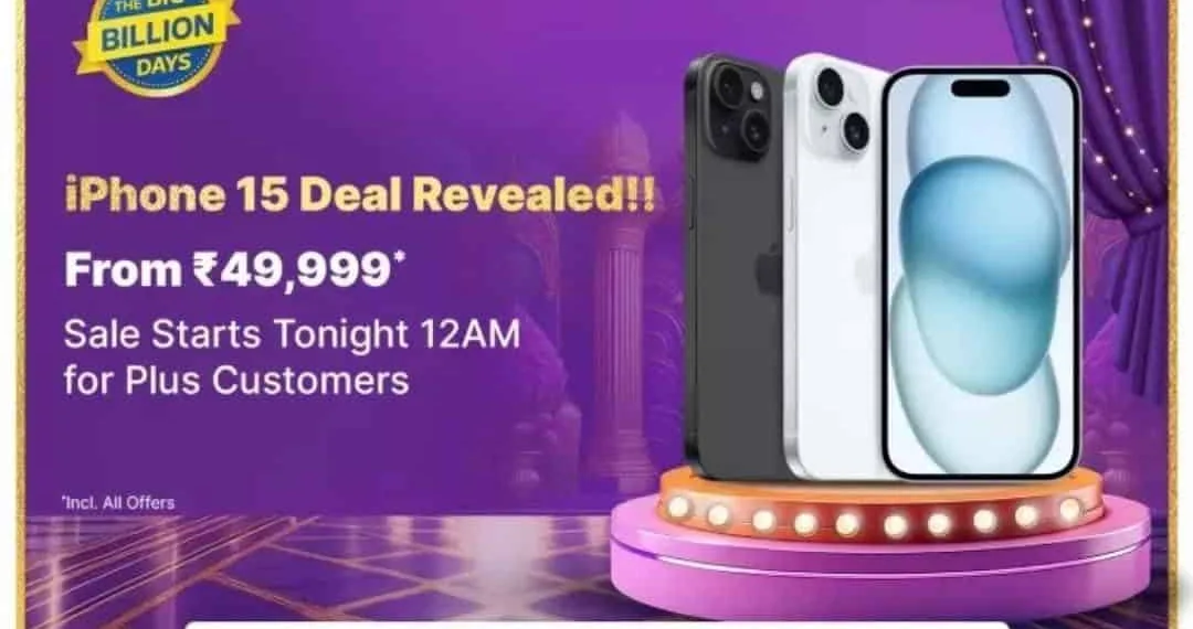 Get iPhone 15 (128GB) for Just ₹49,999 During Flipkart’s Big Billion Day Sale