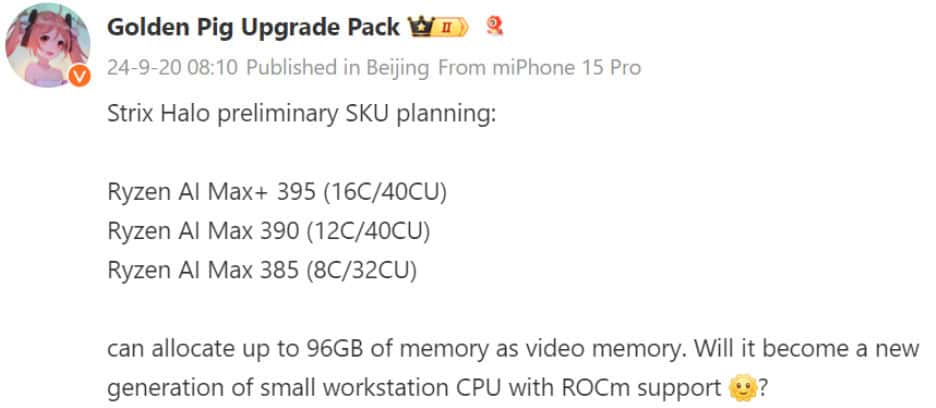 image 21 76 AMD Strix Halo “Ryzen AI Max” APU Details Emerge: 16 CPU Cores, 40 GPU Cores, and 96 GB Memory Allocation