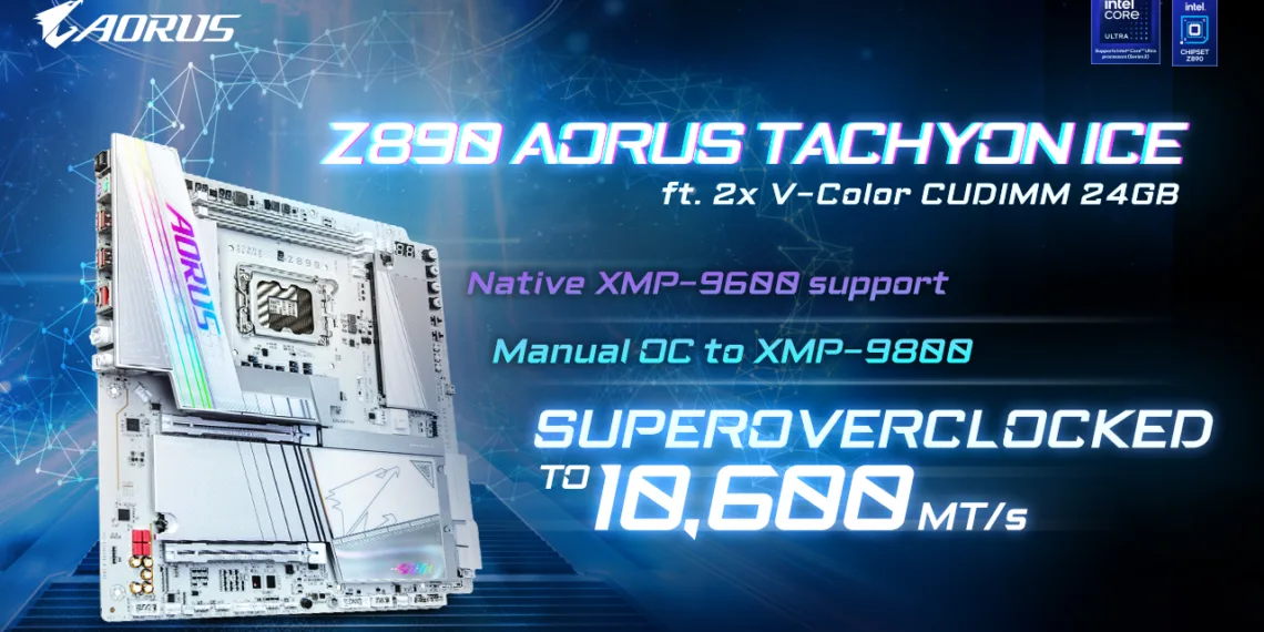 GIGABYTE Z890 AORUS TACHYON ICE Sets New Overclocking Record with DDR5-10600