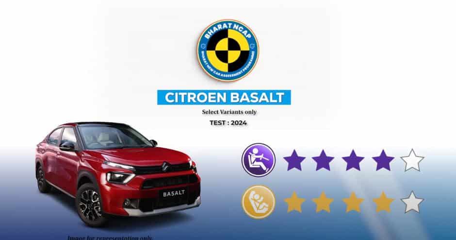 Citroën Basalt Earns 4-Star Safety Rating from Bharat NCAP