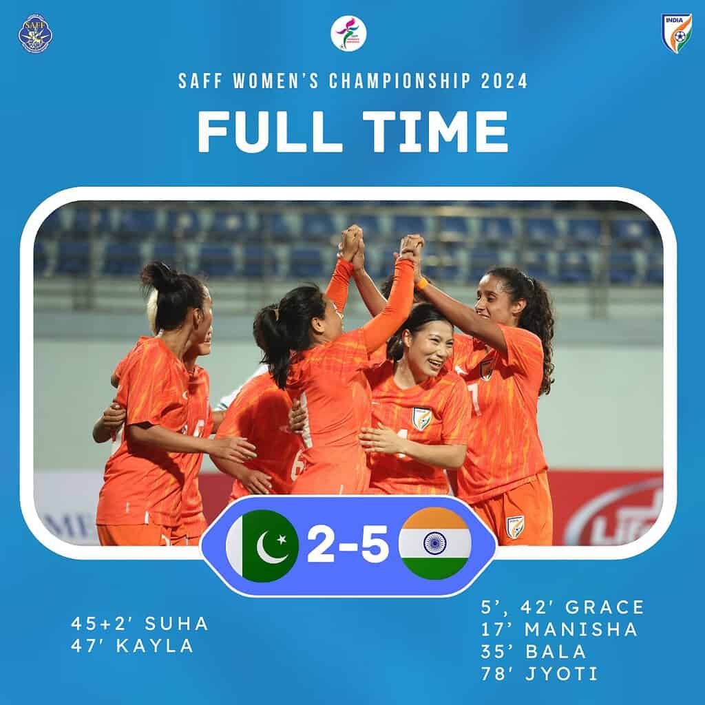 India 1 India Dominate Pakistan with 5-2 Victory in SAFF Women’s Championship Opener